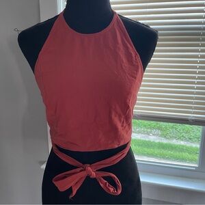Burnt sienna Halter Tie-Back Top